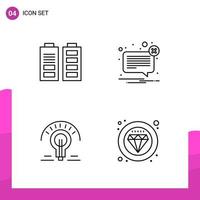 Outline Icon set Pack of 4 Line Icons isolated on White Background for responsive Website Design Print and Mobile Applications vector