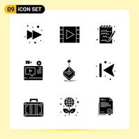 9 Creative Icons for Modern website design and responsive mobile apps 9 Glyph Symbols Signs on White Background 9 Icon Pack vector