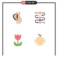 Group of 4 Modern Flat Icons Set for pregnancy flower obstetrics note photo Editable Vector Design Elements