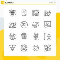 Collection of 16 Universal Line Icons Icon Set for Web and Mobile vector