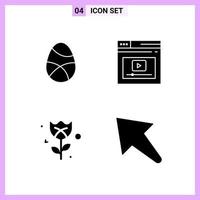 4 Icons in Solid Style Glyph Symbols on White Background Creative Vector Signs for Web mobile and Print