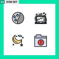 Set of 4 Modern UI Icons Symbols Signs for hair conditioning cresent business market night Editable Vector Design Elements