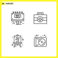 4 Icon Set Simple Line Symbols Outline Sign on White Background for Website Design Mobile Applications and Print Media vector