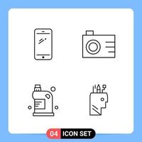 4 Line Black Icon Pack Outline Symbols for Mobile Apps isolated on white background 4 Icons Set vector