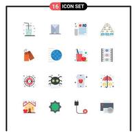 16 iconos creativos, signos y símbolos modernos de etiquetas, consejos de publicidad empresarial, equipo de estructura, paquete editable de elementos creativos de diseño de vectores. vector