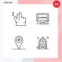 Modern Set of 4 Filledline Flat Colors and symbols such as gesture beach house e learning location Editable Vector Design Elements