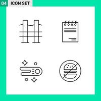 paquete de 4 iconos de estilo de línea establece símbolos de esquema para imprimir signos creativos aislados en fondo blanco 4 conjunto de iconos vector