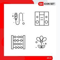 Creative Set of 4 Universal Outline Icons isolated on White Background vector