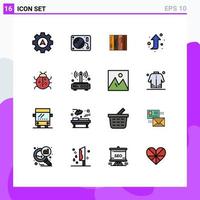 16 Universal Flat Color Filled Line Signs Symbols of insect right up furniture forward texture Editable Creative Vector Design Elements