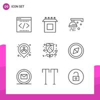 paquete de conjunto de iconos de contorno de 9 iconos de línea aislados en fondo blanco para aplicaciones móviles y de impresión de diseño de sitios web receptivos vector