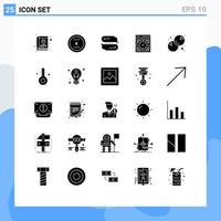 25 Thematic Vector Solid Glyphs and Editable Symbols of web device office development payment Editable Vector Design Elements