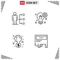Group of 4 Filledline Flat Colors Signs and Symbols for connect setting user idea development Editable Vector Design Elements