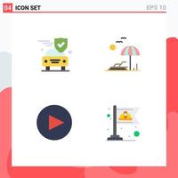 4 Thematic Vector Flat Icons and Editable Symbols of car play shield tree flag Editable Vector Design Elements