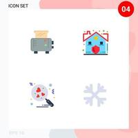 Editable Vector Line Pack of 4 Simple Flat Icons of toast search estate security snow flakes Editable Vector Design Elements