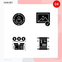 Vector Pack of 4 Icons in Solid Style Creative Glyph Pack isolated on White Background for Web and Mobile