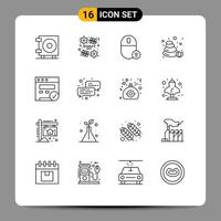 Editable Vector Line Pack of 16 Simple Outlines of web browser devices nature stones Editable Vector Design Elements