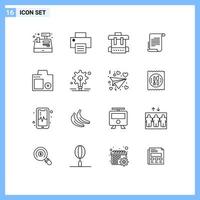 Universal Icon Symbols Group of 16 Modern Outlines of photo devices education camera scenario Editable Vector Design Elements