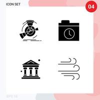 Modern Set of 4 Solid Glyphs and symbols such as data bank point folder direction Editable Vector Design Elements