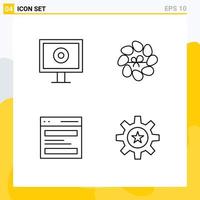 Stock Vector Icon Pack of 4 Line Signs and Symbols for display hero decoration plant user Editable Vector Design Elements
