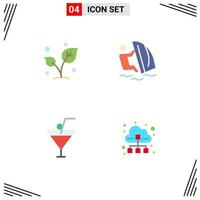 User Interface Pack of 4 Basic Flat Icons of leaf sport sprout surfing food and restaurant Editable Vector Design Elements