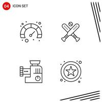 Collection of 4 Vector Icons in Line style Pixle Perfect Outline Symbols for Web and Mobile Line Icon Signs on White Background 4 Icons