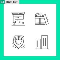 paquete de 4 iconos de estilo de línea establece símbolos de esquema para imprimir signos creativos aislados en fondo blanco 4 conjunto de iconos vector