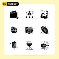 9 Creative Icons for Modern website design and responsive mobile apps 9 Glyph Symbols Signs on White Background 9 Icon Pack vector