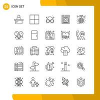 25 Icon Set Line Style Icon Pack Outline Symbols isolated on White Backgound for Responsive Website Designing vector