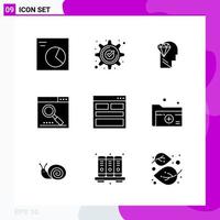 Solid Icon set Pack of 9 Glyph Icons isolated on White Background for Web Print and Mobile vector