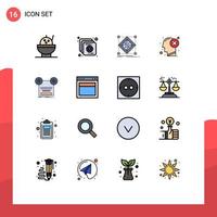 User Interface Pack of 16 Basic Flat Color Filled Lines of retro record model mark head Editable Creative Vector Design Elements