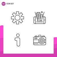 Outline Icon set Pack of 4 Line Icons isolated on White Background for responsive Website Design Print and Mobile Applications vector