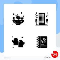 Modern Pack of 4 Icons Solid Glyph Symbols isolated on White Backgound for Website designing vector