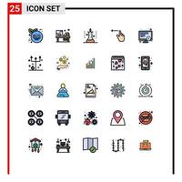 Universal Icon Symbols Group of 25 Modern Filled line Flat Colors of time left laboratory research hand finger Editable Vector Design Elements