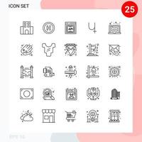 Vector Pack of 25 Icons in Line Style Creative Outline Pack isolated on White Background for Web and Mobile