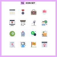 Pack of 16 Modern Flat Colors Signs and Symbols for Web Print Media such as computer baby position easter egg Editable Pack of Creative Vector Design Elements