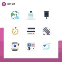 Set of 9 Modern UI Icons Symbols Signs for debit card child world power Editable Vector Design Elements