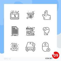 Modern Pack of 9 Icons Line Outline Symbols isolated on White Backgound for Website designing vector