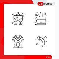 Creative Set of 4 Universal Outline Icons isolated on White Background vector