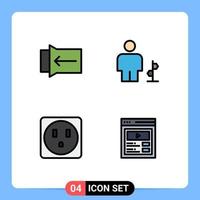 Mobile Interface Filledline Flat Color Set of 4 Pictograms of gesture socket avatar human video Editable Vector Design Elements