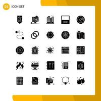 25 Universal Solid Glyphs Set for Web and Mobile Applications germ bacterium building drawer archive Editable Vector Design Elements