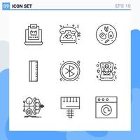 Modern 9 Line style icons Outline Symbols for general use Creative Line Icon Sign Isolated on White Background 9 Icons Pack vector