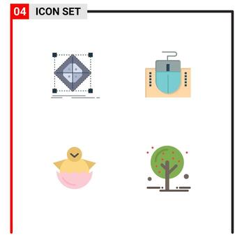 Group of 4 Flat Icons Signs and Symbols for architecture egg model computer easter Editable Vector Design Elements