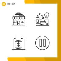 4 Icon Set Line Style Icon Pack Outline Symbols isolated on White Backgound for Responsive Website Designing vector