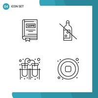 Vector Pack of 4 Outline Symbols Line Style Icon Set on White Background for Web and Mobile