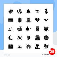 Modern Pack of 25 Icons Solid Glyph Symbols isolated on White Backgound for Website designing vector