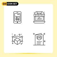 4 Creative Icons Modern Signs and Symbols of cart gadget shopping shop object Editable Vector Design Elements