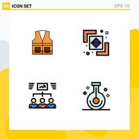 Stock Vector Icon Pack of 4 Line Signs and Symbols for vest team construction divide project Editable Vector Design Elements