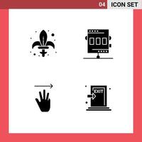 Solid Glyph Pack of 4 Universal Symbols of game recreation sword athletics hand cursor Editable Vector Design Elements