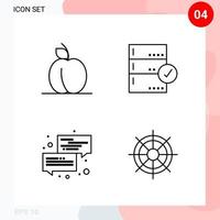 Vector Pack of 4 Icons in Line Style Creative Outline Pack isolated on White Background for Web and Mobile