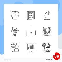 Modern Pack of 9 Icons Line Outline Symbols isolated on White Backgound for Website designing vector